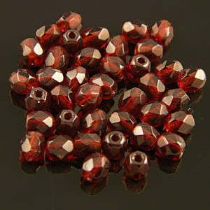 Koraliki Fire Polish ze szkła 4mm Garnet (40szt.)