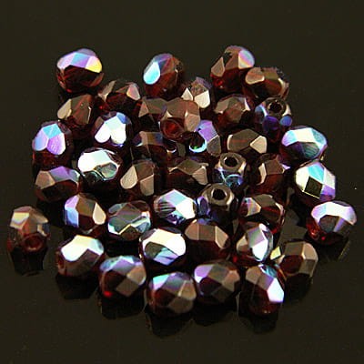 Koraliki Fire Polish ze szkła 4mm Garnet AB (40szt.)
