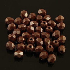 Koraliki Fire Polish czeskie szkło 4mm Opaque Chocolate (40szt.)