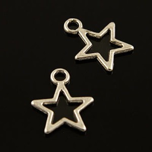 Zawieszka gwiazdka z metalu 14x11mm ciemna srebrna (6szt)