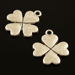 Zawieszka koniczynka z metalu 20x17mm ciemna srebrna (2szt)