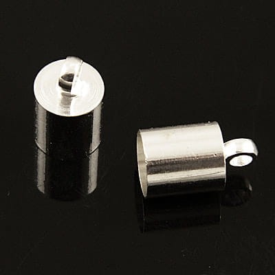 Końcówki do wklejania z metalu 10x5mm wew. 4.5mm srebrne (4szt)