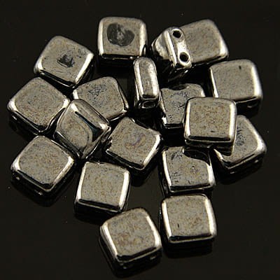 Koraliki CzechMates Tile ze szkła 6mm Hematite (20szt.)