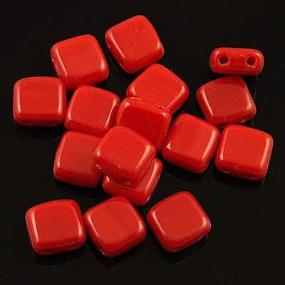 Koraliki CzechMates Tile ze szkła 6mm Opaque Red (20szt.)