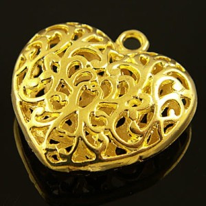 Zawieszka serce ażur z metalu 36x35mm złote (1szt.)