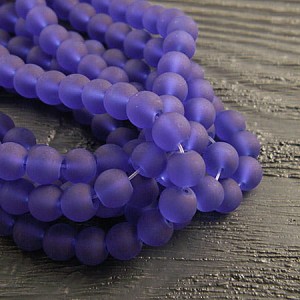 Kulki oszronione ze szkła 8mm ciemne niebieskie (100szt.)