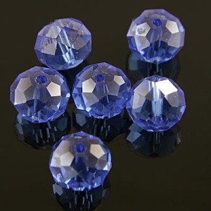 Oponki fasetowane ze szkła 10x7mm jasno szafirowe (20szt.)