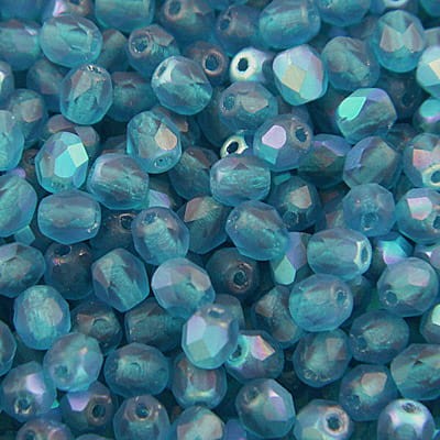 Koraliki Fire Polish ze szkła 6mm Capri Blue AB (20szt)