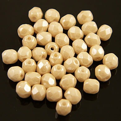 Koraliki Fire Polish ze szkła 6mm Luster Opaque Beige (20szt)