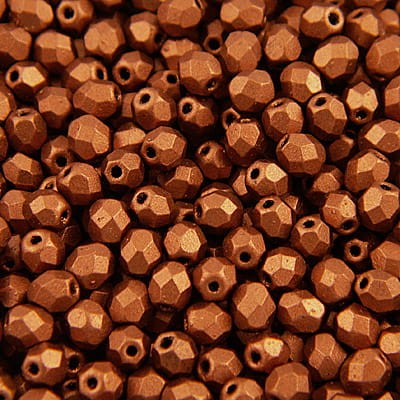 Koraliki Fire Polish ze szkła 6mm Matte Metallic Dark Copper (20szt)