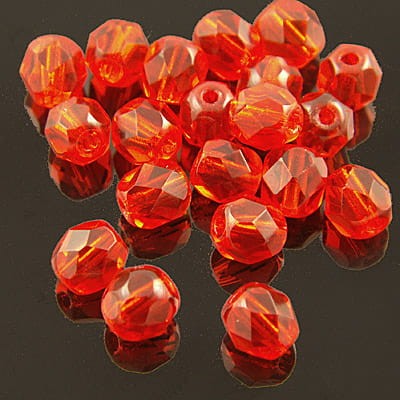 Koraliki Fire Polish ze szkła 6mm Lt. Siam Ruby (20szt)
