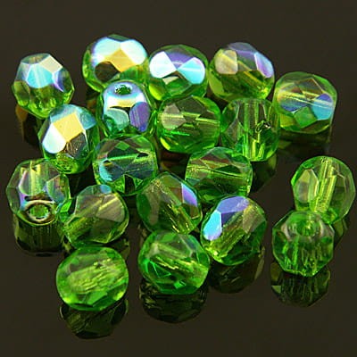 Koraliki Fire Polish ze szkła 6mm Lt.Green AB (20szt)