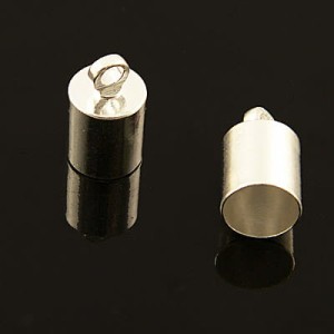 Końcówki do wklejania z metalu 10mmx6mm wewnątrz 5.5mm srebrne (2szt)