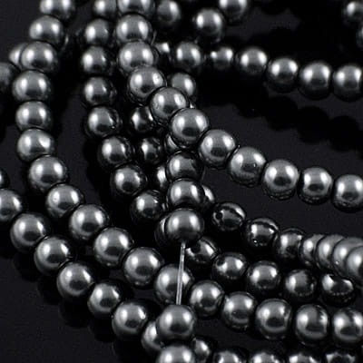 Perełki kulki ze szkła 4mm ciemne szare (200szt.)