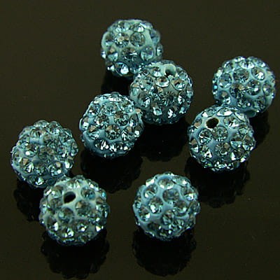 Kula Shamballa ze szklanymi cyrkoniami 10mm niebieska (1szt)