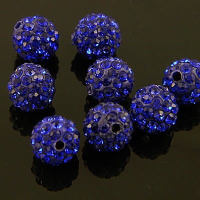 Kula Shamballa ze szklanymi cyrkoniami 10mm kobaltowa (1szt)