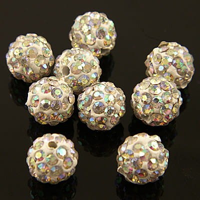 Kula Shamballa ze szklanymi cyrkoniami 10mm Crystal AB (1szt)