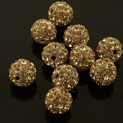 Kula Shamballa ze szklanymi cyrkoniami 10mm złota (1szt.)