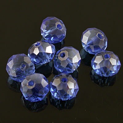 Oponki fasetowane ze szkła 8x5mm jasne szafirowe (20szt)