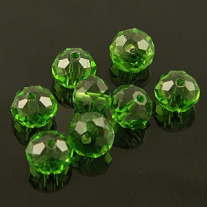 Oponki szklane fasetowane 8x5mm zielone przezroczyste (20szt.)