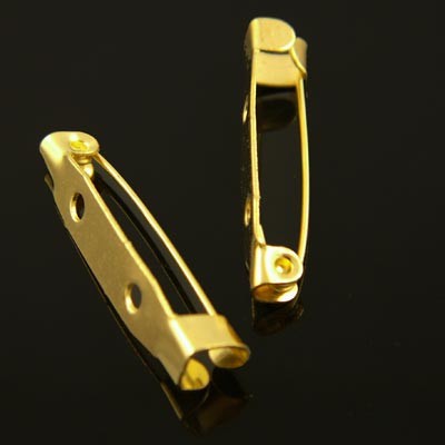 Baza broszki z metalu podłużna 30mm w kolorze złotym (6szt.)