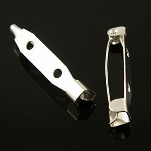 Baza broszki z metalu podłużna 30mm w kolorze srebrnym (6szt.)