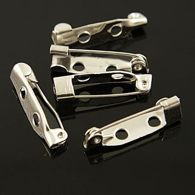 Baza broszki z metalu podłużna 20mm ciemna srebrna (10szt.)