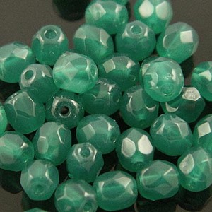 Koraliki Fire Polish ze szkła 4mm Alabaster Malachite Green (40szt.)