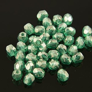 Koraliki Fire Polish ze szkła 4mm Luster-Emerald (40szt.)