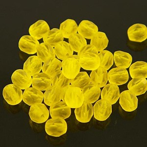 Czeskie koraliki szklane Fire Polish 4mm Matte Lemon (40szt.)