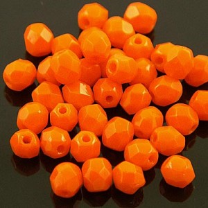 Koraliki Fire Polish ze szkła 4mm Opaque-Bright Orange (40szt.)