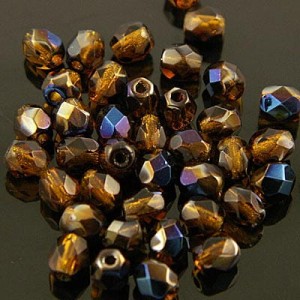 Koraliki Fire Polish ze szkła 4mm Blue Iris-Dark Topaz (40szt.)