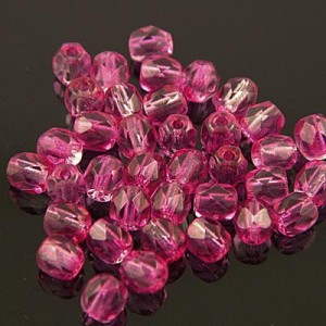Koraliki Fire Polish ze szkła 4mm Coated Hot Cranberry (40szt.)
