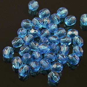 Czeskie koraliki szklane Fire Polish 4mm Dark Capri Blue (40szt.)
