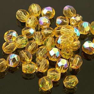 Koraliki Fire Polish ze szkła 4mm Medium Topaz AB (40szt.)