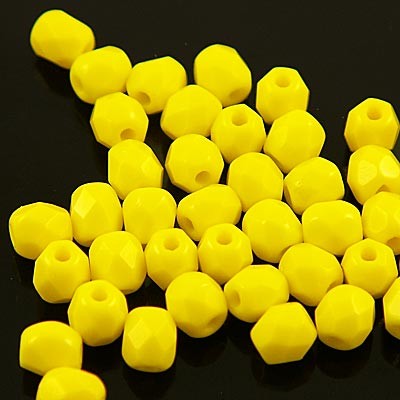 Koraliki Fire Polish ze szkła 4mm Opaque-Yellow (40szt.)