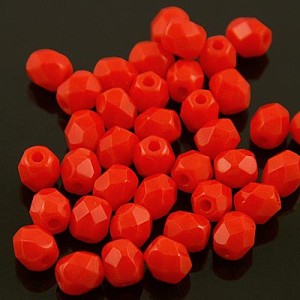 Koraliki Fire Polish czeskie szkło 4mm Opaque Light Red (40szt.)