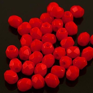 Koraliki Fire Polish ze szkła 4mm Opaque Lt. Red (40szt.)