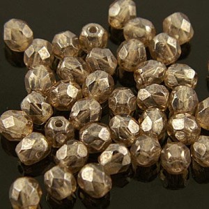Koraliki Fire Polish ze szkła 4mm Luster Smoky Topaz (40szt.)