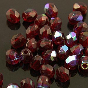Koraliki Fire Polish czeskie szkło 4mm Siam Ruby AB (40szt.)