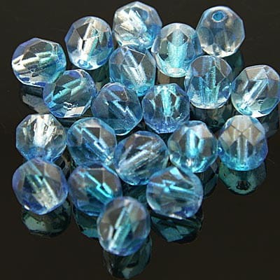 Koraliki Fire Polish ze szkła 6mm Crystal Coated 1/2 Blue (20szt)
