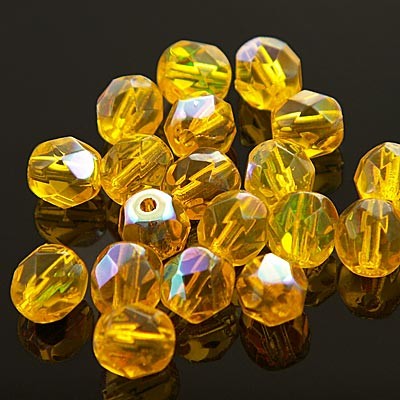 Koraliki Fire Polish ze szkła 6mm Lemon AB (20szt)