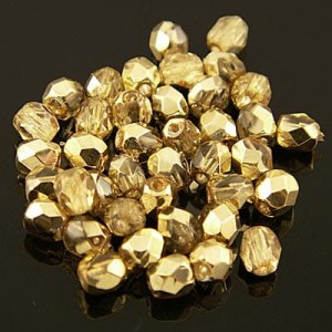 Koraliki Fire Polish ze szkła 4mm Coated 1/2 Gold (40szt.)