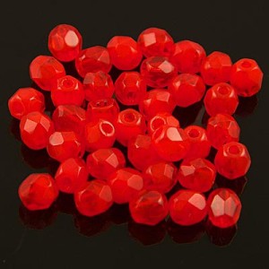 Koraliki Fire Polish ze szkła 4mm Opal/Transparent Red (40szt.)