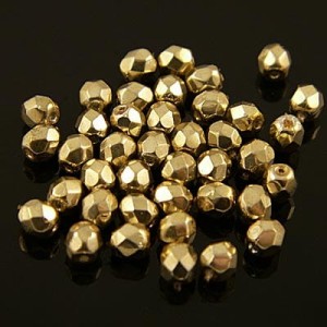 Koraliki Fire Polish ze szkła 4mm Coated Gold (40szt.)