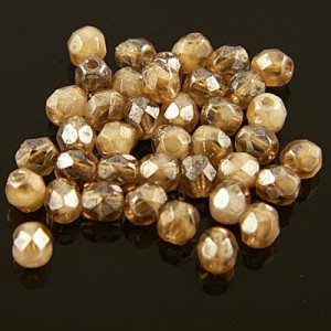 Koraliki Fire Polish ze szkła 4mm Luster-Pearl/Smoky Topaz (40szt.)