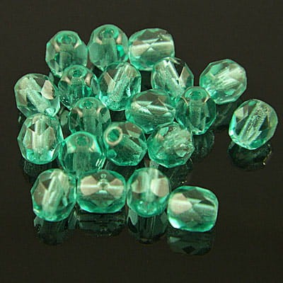 Koraliki Fire Polish ze szkła 6mm Lt. Emerald (20szt)