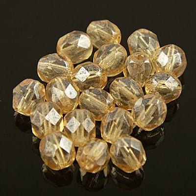 Koraliki Fire Polish ze szkła 6mm Luster Transparent Champagne (20szt)