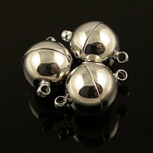 Zapięcie magnetyczne kula z metalu 16x10mm ciemne srebrne (1kpl.)