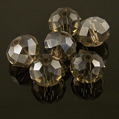 Oponki fasetowane ze szkła 10x7mm ciemno szare z połsykiem (10szt.)